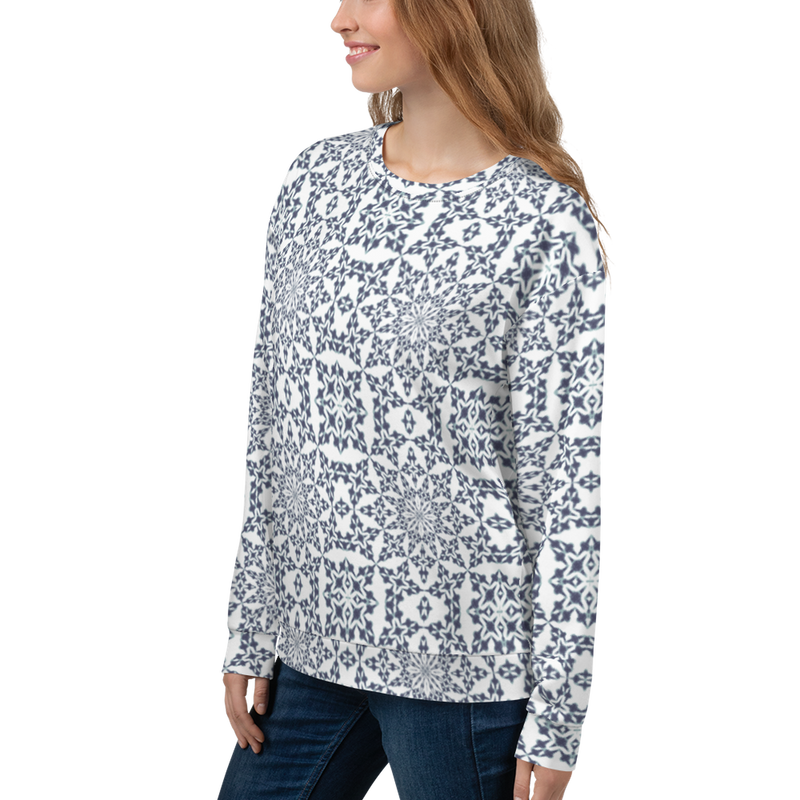 Product name: Recursia Symmetree I Women's Sweatshirt In Blue. Keywords: Athlesisure Wear, Clothing, Print: Symmetree, Women's Sweatshirt, Women's Tops