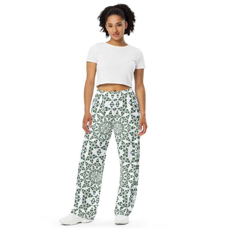 Product name: Recursia Symmetree I Women's Wide Leg Pants. Keywords: Print: Symmetree, Women's Wide Leg Pants