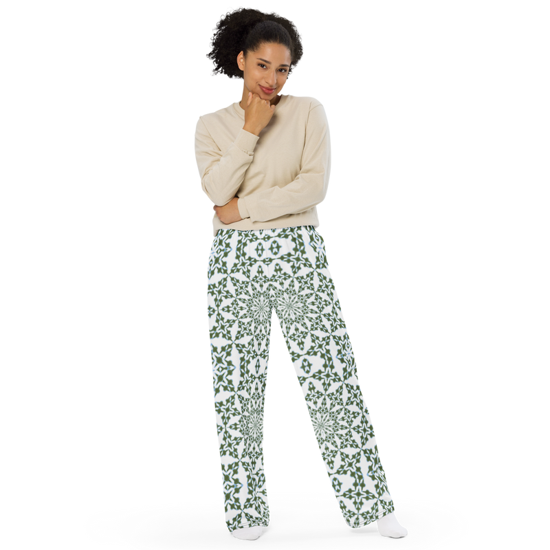 Product name: Recursia Symmetree I Women's Wide Leg Pants. Keywords: Print: Symmetree, Women's Wide Leg Pants
