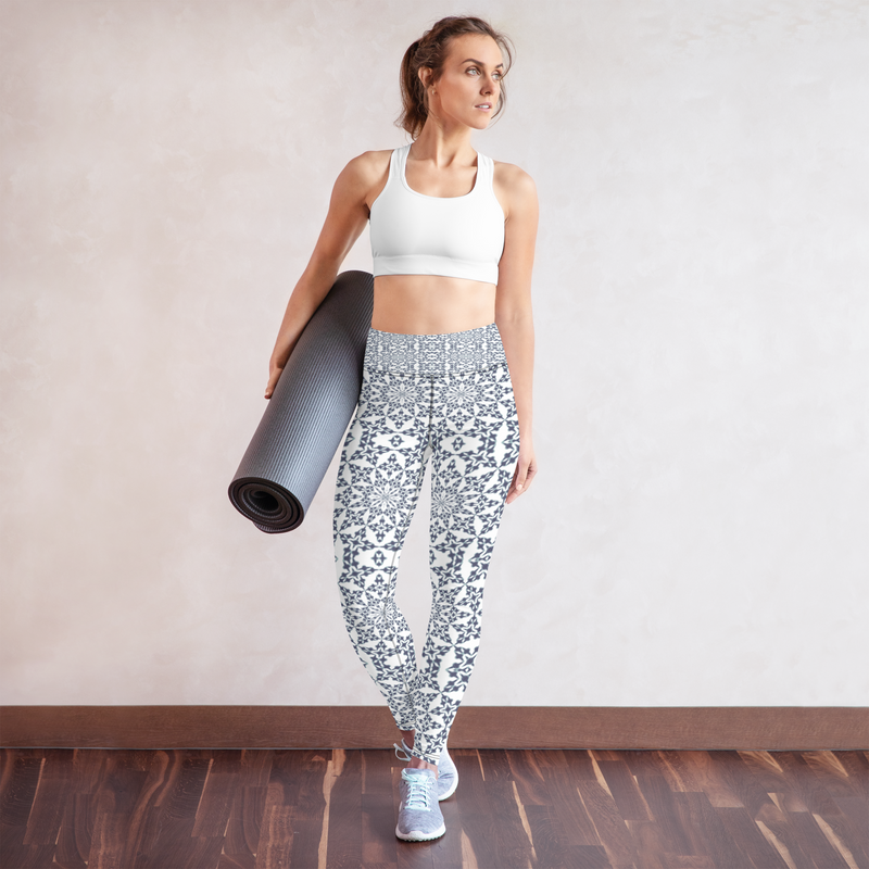 Product name: Recursia Symmetree I Yoga Leggings In Blue. Keywords: Athlesisure Wear, Clothing, Print: Symmetree, Women's Clothing, Yoga Leggings