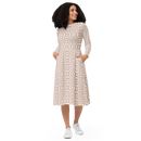 Product name: Recursia Symmetree Long Sleeve Midi Dress In Pink. Keywords: Clothing, Long Sleeve Midi Dress, Print: Symmetree, Women's Clothing