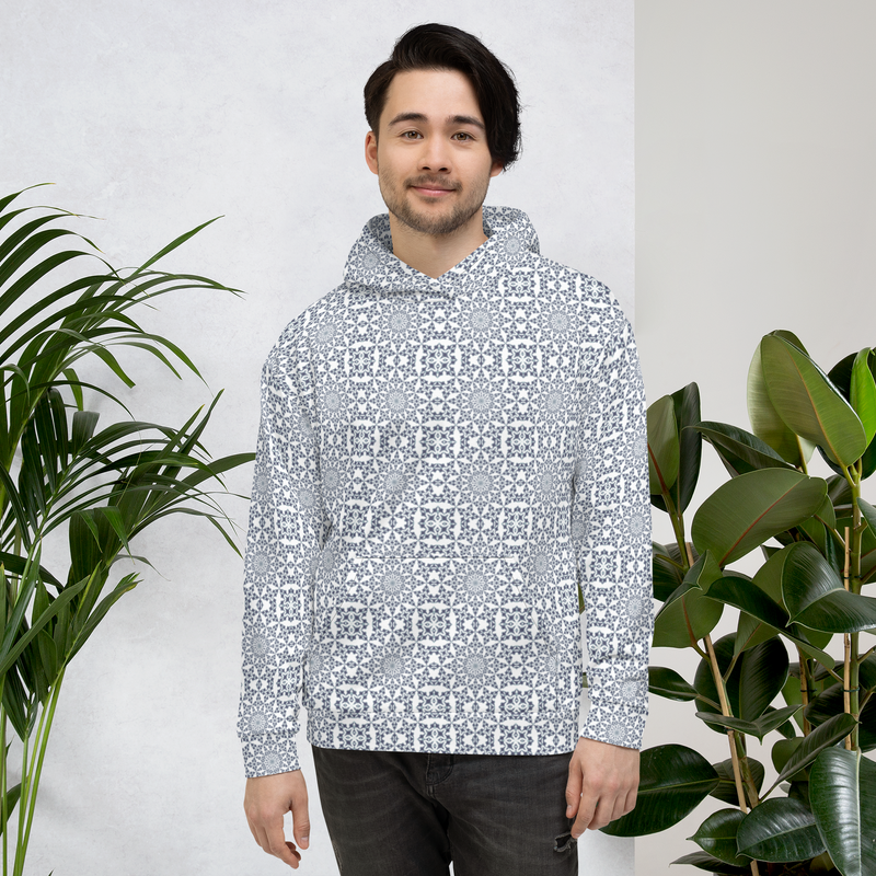 Product name: Recursia Symmetree II Men's Hoodie In Blue. Keywords: Athlesisure Wear, Clothing, Men's Athlesisure, Men's Clothing, Men's Hoodie, Men's Tops, Print: Symmetree