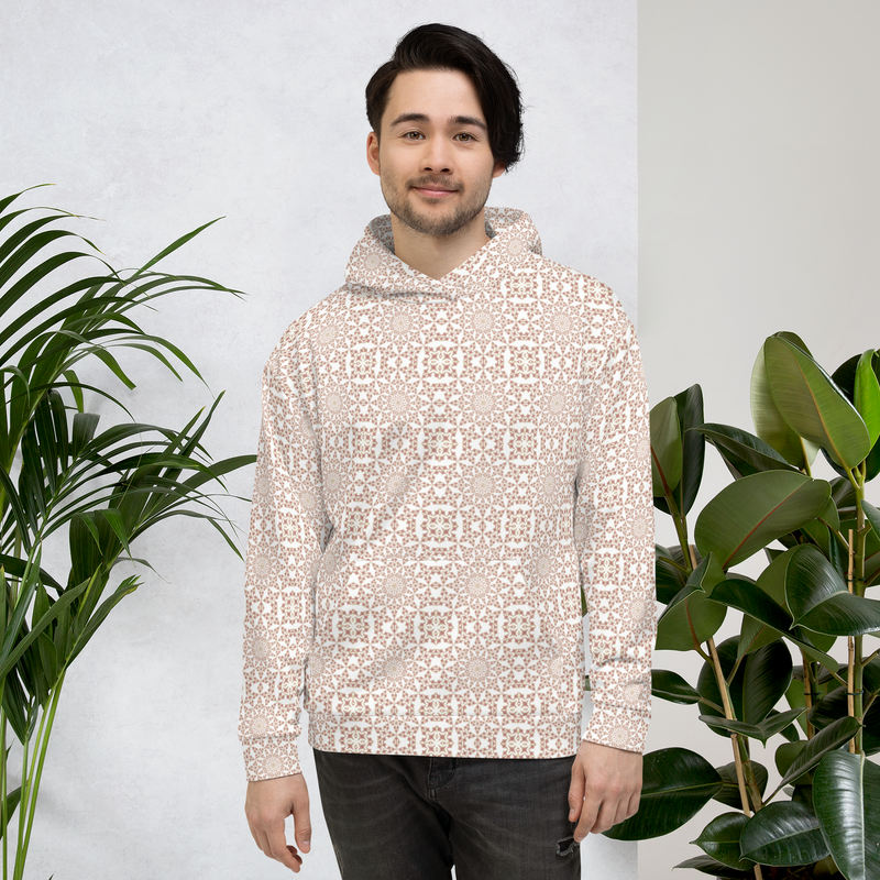 Product name: Recursia Symmetree II Men's Hoodie In Pink. Keywords: Athlesisure Wear, Clothing, Men's Athlesisure, Men's Clothing, Men's Hoodie, Men's Tops, Print: Symmetree