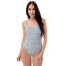 Product name: Recursia Symmetree II One Piece Swimsuit In Blue. Keywords: Clothing, One Piece Swimsuit, Swimwear, Print: Symmetree, Unisex Clothing