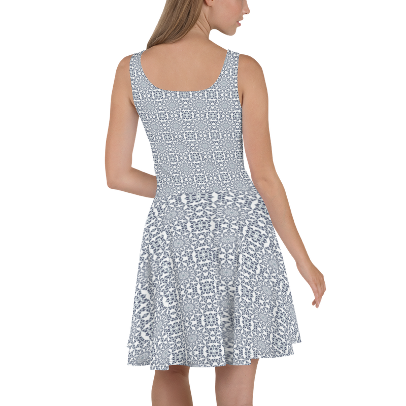 Product name: Recursia Symmetree II Skater Dress In Blue. Keywords: Clothing, Skater Dress, Print: Symmetree, Women's Clothing