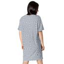 Product name: Recursia Symmetree T-Shirt Dress In Blue. Keywords: Clothing, Print: Symmetree, T-Shirt Dress, Women's Clothing