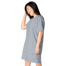 Product name: Recursia Symmetree T-Shirt Dress In Blue. Keywords: Clothing, Print: Symmetree, T-Shirt Dress, Women's Clothing