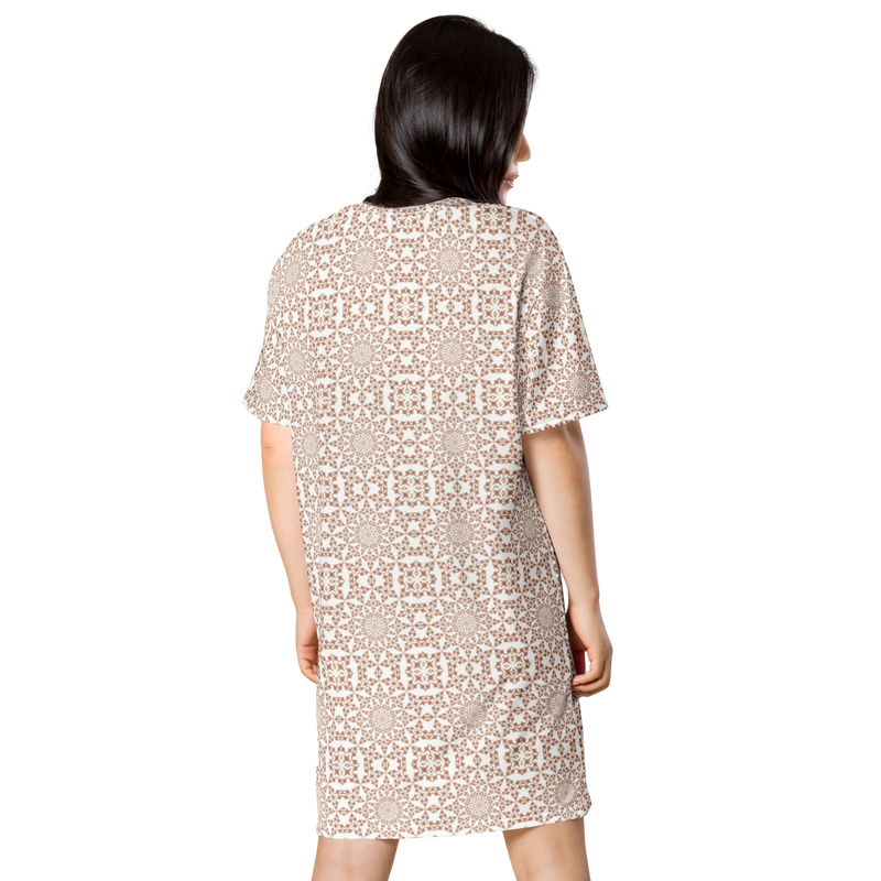 Product name: Recursia Symmetree T-Shirt Dress In Pink. Keywords: Clothing, Print: Symmetree, T-Shirt Dress, Women's Clothing