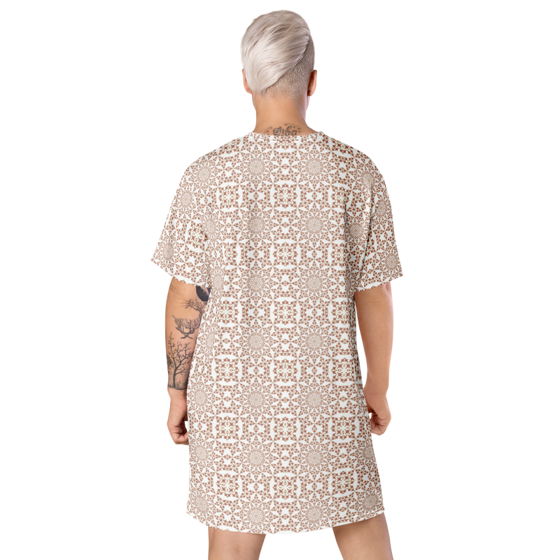 Product name: Recursia Symmetree T-Shirt Dress In Pink. Keywords: Clothing, Print: Symmetree, T-Shirt Dress, Women's Clothing