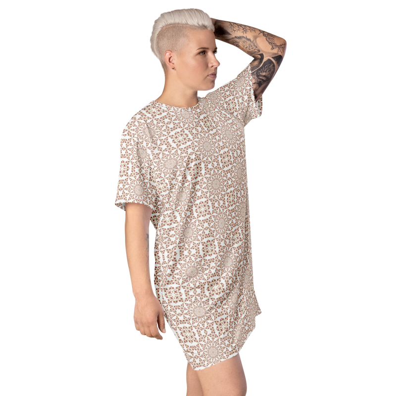 Product name: Recursia Symmetree T-Shirt Dress In Pink. Keywords: Clothing, Print: Symmetree, T-Shirt Dress, Women's Clothing