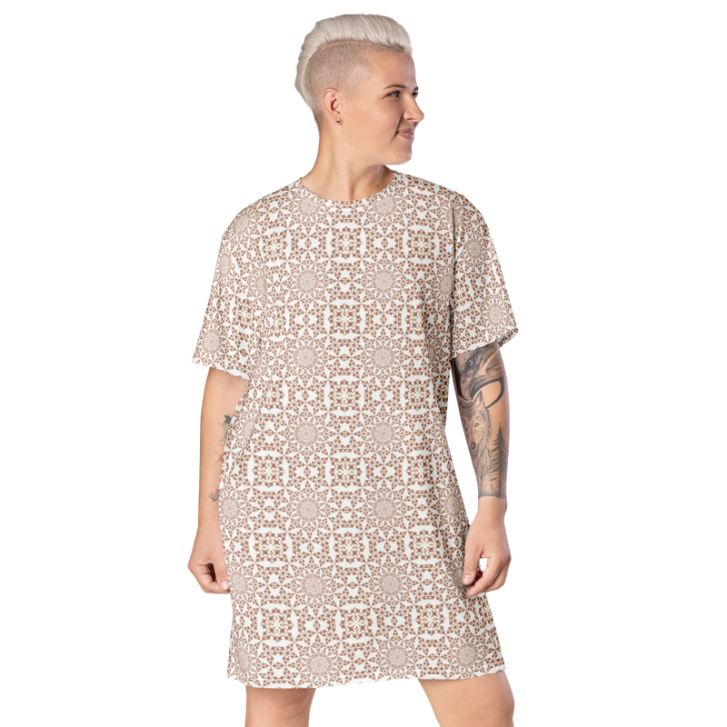 Product name: Recursia Symmetree T-Shirt Dress In Pink. Keywords: Clothing, Print: Symmetree, T-Shirt Dress, Women's Clothing
