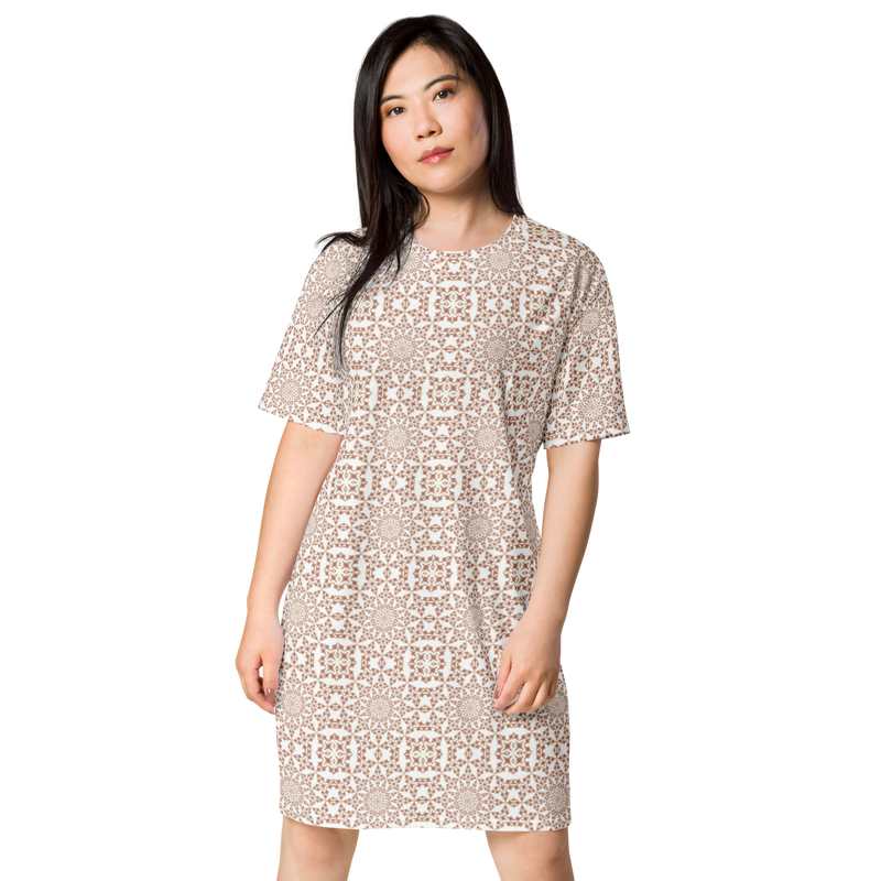 Product name: Recursia Symmetree T-Shirt Dress In Pink. Keywords: Clothing, Print: Symmetree, T-Shirt Dress, Women's Clothing