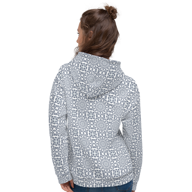 Product name: Recursia Symmetree II Women's Hoodie In Blue. Keywords: Athlesisure Wear, Clothing, Print: Symmetree, Women's Hoodie, Women's Tops