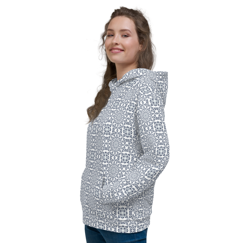 Product name: Recursia Symmetree II Women's Hoodie In Blue. Keywords: Athlesisure Wear, Clothing, Print: Symmetree, Women's Hoodie, Women's Tops
