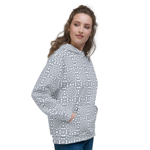 Product name: Recursia Symmetree II Women's Hoodie In Blue. Keywords: Athlesisure Wear, Clothing, Print: Symmetree, Women's Hoodie, Women's Tops