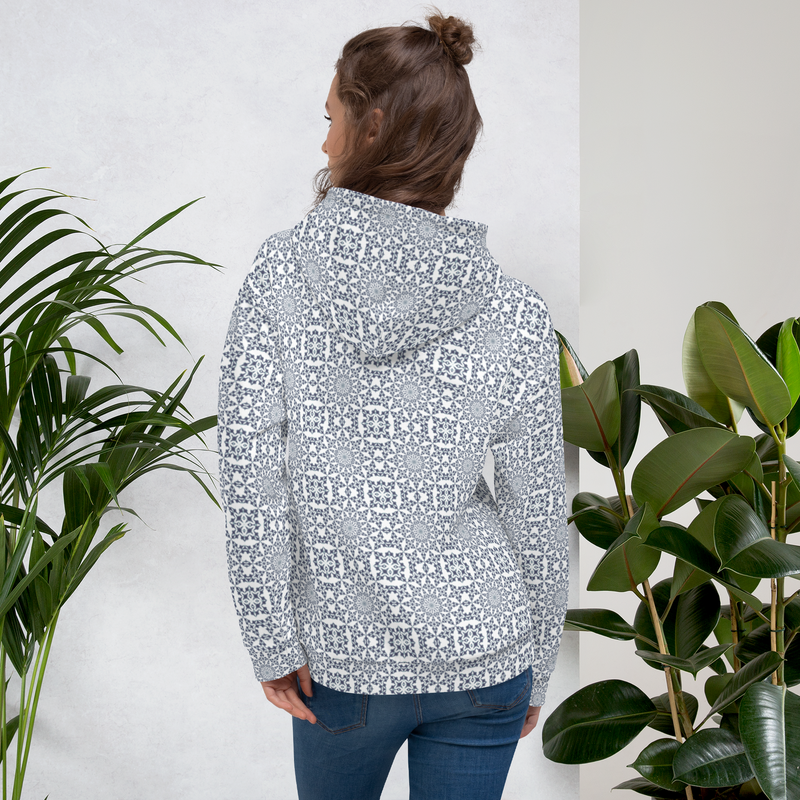Product name: Recursia Symmetree II Women's Hoodie In Blue. Keywords: Athlesisure Wear, Clothing, Print: Symmetree, Women's Hoodie, Women's Tops