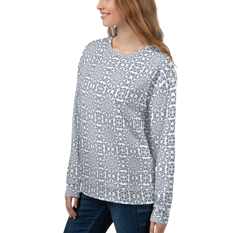 Product name: Recursia Symmetree II Women's Sweatshirt In Blue. Keywords: Athlesisure Wear, Clothing, Print: Symmetree, Women's Sweatshirt, Women's Tops