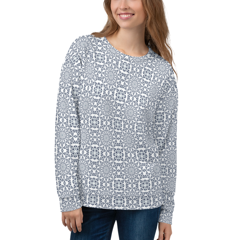 Product name: Recursia Symmetree II Women's Sweatshirt In Blue. Keywords: Athlesisure Wear, Clothing, Print: Symmetree, Women's Sweatshirt, Women's Tops