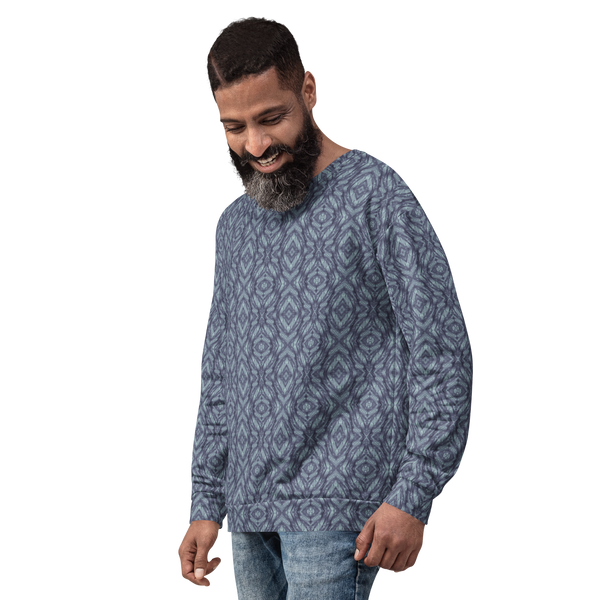 Product name: Recursia Tie-Dye Overdrive I Men's Sweatshirt In Blue. Keywords: Athlesisure Wear, Clothing, Men's Athlesisure, Men's Clothing, Men's Sweatshirt, Men's Tops, Print: Tie-Dye Overdrive