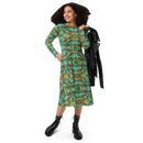 Product name: Recursia Tie-Dye Overdrive IV Long Sleeve Midi Dress. Keywords: Clothing, Long Sleeve Midi Dress, Print: Tie-Dye Overdrive, Women's Clothing
