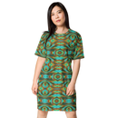 Product name: Recursia Tie-Dye Overdrive IV T-Shirt Dress. Keywords: Clothing, T-Shirt Dress, Print: Tie-Dye Overdrive, Women's Clothing