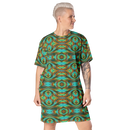 Product name: Recursia Tie-Dye Overdrive IV T-Shirt Dress. Keywords: Clothing, T-Shirt Dress, Print: Tie-Dye Overdrive, Women's Clothing