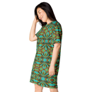 Product name: Recursia Tie-Dye Overdrive IV T-Shirt Dress. Keywords: Clothing, T-Shirt Dress, Print: Tie-Dye Overdrive, Women's Clothing