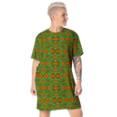 Product name: Recursia Tie-Dye Overdrive I T-Shirt Dress. Keywords: Clothing, T-Shirt Dress, Print: Tie-Dye Overdrive, Women's Clothing