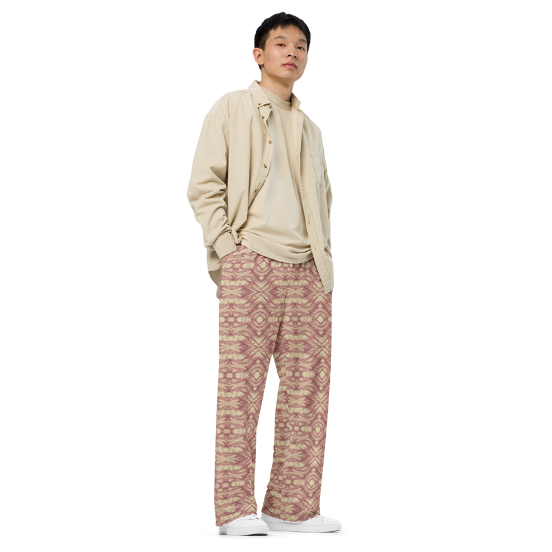 Product name: Recursia Tie-Dye Overdrive Men's Wide Leg Pants In Pink. Keywords: Men's Clothing, Men's Wide Leg Pants, Print: Tie-Dye Overdrive