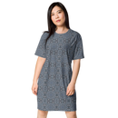 Product name: Recursia Zebrallusions II T-Shirt Dress In Blue. Keywords: Clothing, T-Shirt Dress, Women's Clothing, Print: Zebrallusions