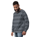 Product name: Recursia Zebrallusions I Men's Sweatshirt In Blue. Keywords: Athlesisure Wear, Clothing, Men's Athlesisure, Men's Clothing, Men's Sweatshirt, Men's Tops, Print: Zebrallusions