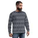 Product name: Recursia Zebrallusions I Men's Sweatshirt In Blue. Keywords: Athlesisure Wear, Clothing, Men's Athlesisure, Men's Clothing, Men's Sweatshirt, Men's Tops, Print: Zebrallusions