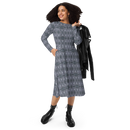 Product name: Recursia Zebrallusions Long Sleeve Midi Dress In Blue. Keywords: Clothing, Long Sleeve Midi Dress, Women's Clothing, Print: Zebrallusions