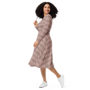 Product name: Recursia Zebrallusions Long Sleeve Midi Dress In Pink. Keywords: Clothing, Long Sleeve Midi Dress, Women's Clothing, Print: Zebrallusions