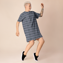 Product name: Recursia Zebrallusions T-Shirt Dress In Blue. Keywords: Clothing, T-Shirt Dress, Women's Clothing, Print: Zebrallusions