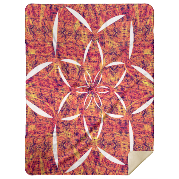 Product name: Recursia Lotus Light Sherpa Blanket 60X80. Keywords: 60X80 Blankets, Home Decor, Print: Lotus Light, Premium Mink Sherpa Blanket 60x80, Sherpa Blankets