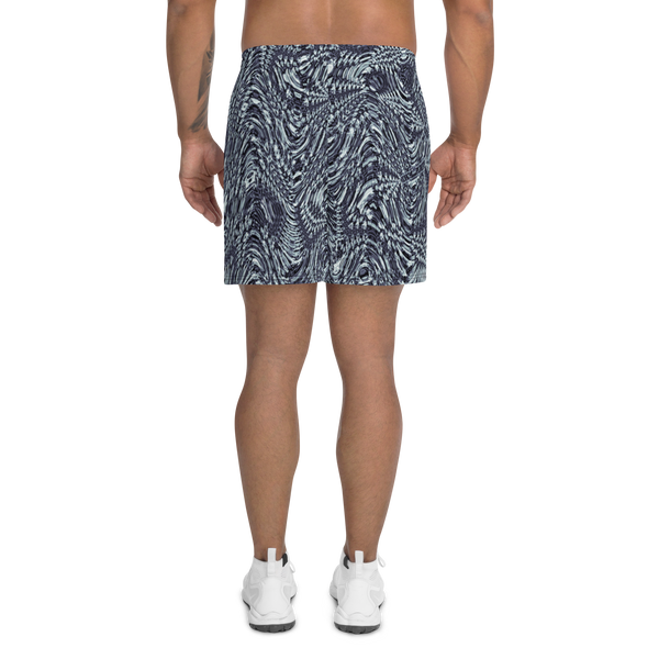 Product name: Recursia Alchemical Vision Men's Athletic Shorts In Blue. Keywords: Print: Alchemical Vision, Athlesisure Wear, Clothing, Men's Athlesisure, Men's Athletic Shorts, Men's Clothing