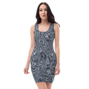 Product name: Recursia Alchemical Vision Pencil Dress In Blue. Keywords: Print: Alchemical Vision, Clothing, Pencil Dress, Women's Clothing