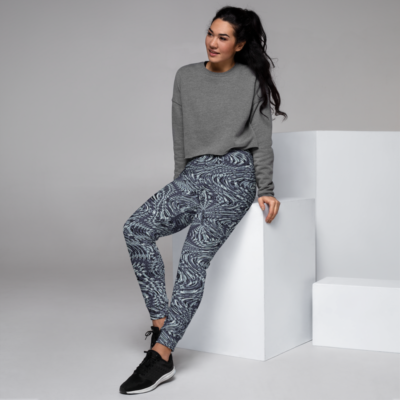 Product name: Recursia Alchemical Vision Women's Joggers In Blue. Keywords: Print: Alchemical Vision, Athlesisure Wear, Clothing, Women's Bottoms, Women's Joggers