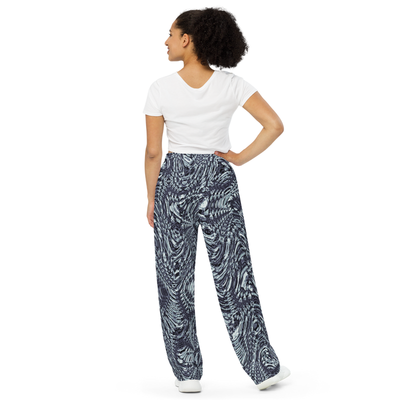Product name: Recursia Alchemical Vision I Women's Wide Leg Pants In Blue. Keywords: Print: Alchemical Vision, Women's Wide Leg Pants