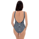 Product name: Recursia Alchemical Vision One Piece Swimsuit In Blue. Keywords: Print: Alchemical Vision, Clothing, One Piece Swimsuit, Swimwear, Unisex Clothing