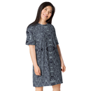 Product name: Recursia Alchemical Vision T-Shirt Dress In Blue. Keywords: Print: Alchemical Vision, Clothing, T-Shirt Dress, Women's Clothing