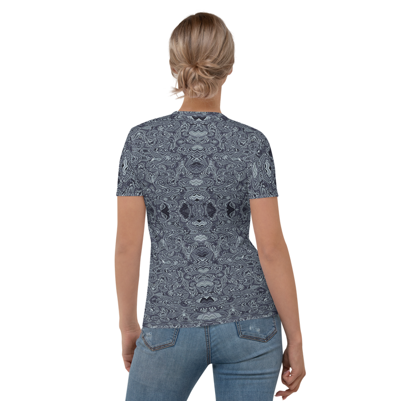 Product name: Recursia Alchemical Vision I Women's Crew Neck T-Shirt In Blue. Keywords: Print: Alchemical Vision, Clothing, Women's Clothing, Women's Crew Neck T-Shirt