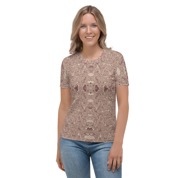 Product name: Recursia Alchemical Vision I Women's Crew Neck T-Shirt In Pink. Keywords: Print: Alchemical Vision, Clothing, Women's Clothing, Women's Crew Neck T-Shirt