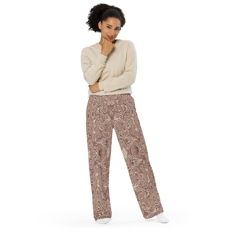 Product name: Recursia Alchemical Vision Women's Wide Leg Pants In Pink. Keywords: Print: Alchemical Vision, Women's Wide Leg Pants