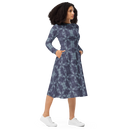 Product name: Recursia Argyle Rewired II Long Sleeve Midi Dress In Blue. Keywords: Print: Argyle Rewired, Clothing, Long Sleeve Midi Dress, Women's Clothing