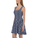 Product name: Recursia Argyle Rewired Skater Dress In Blue. Keywords: Print: Argyle Rewired, Clothing, Skater Dress, Women's Clothing