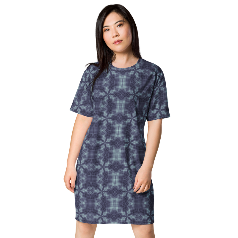 Product name: Recursia Argyle Rewired II T-Shirt Dress In Blue. Keywords: Print: Argyle Rewired, Clothing, T-Shirt Dress, Women's Clothing