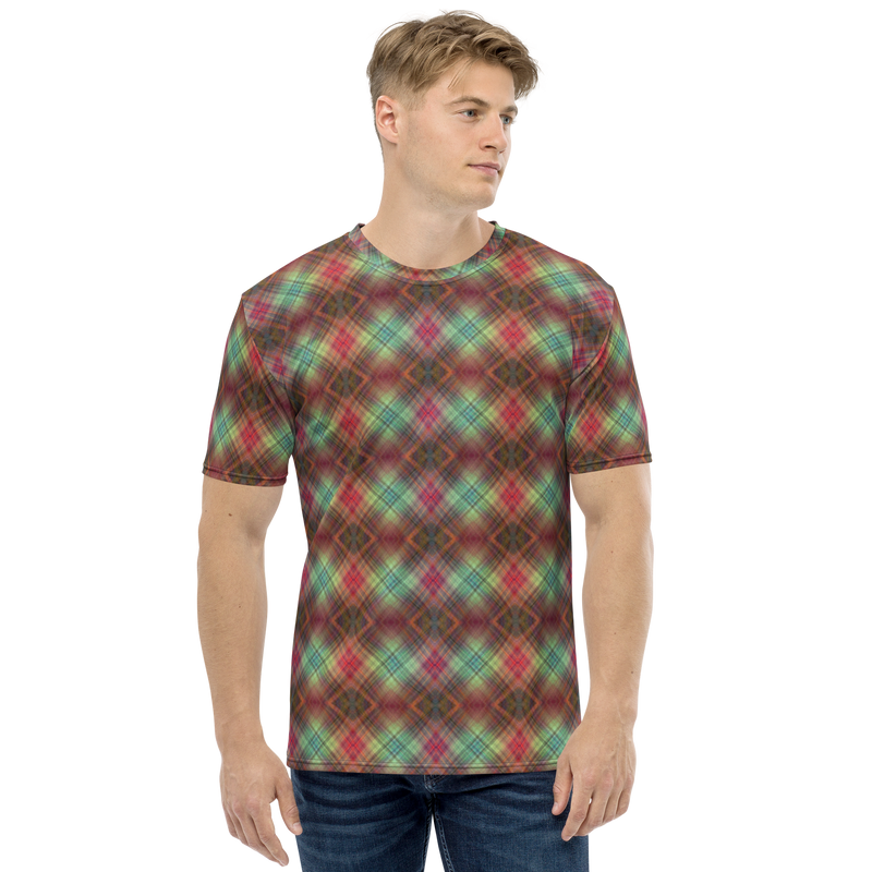 Product name: Recursia Argyle Rewired I Men's Crew Neck T-Shirt. Keywords: Print: Argyle Rewired, Clothing, Men's Clothing, Men's Crew Neck T-Shirt, Men's Tops