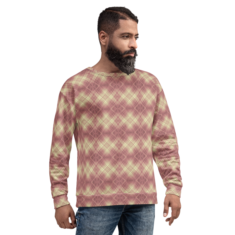 Product name: Recursia Argyle Rewired I Men's Sweatshirt In Pink. Keywords: Print: Argyle Rewired, Athlesisure Wear, Clothing, Men's Athlesisure, Men's Clothing, Men's Sweatshirt, Men's Tops
